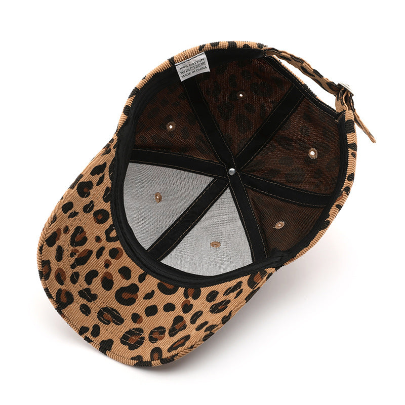 Wholesale Autumn and Winter Corduroy Leopard Print Baseball Cap