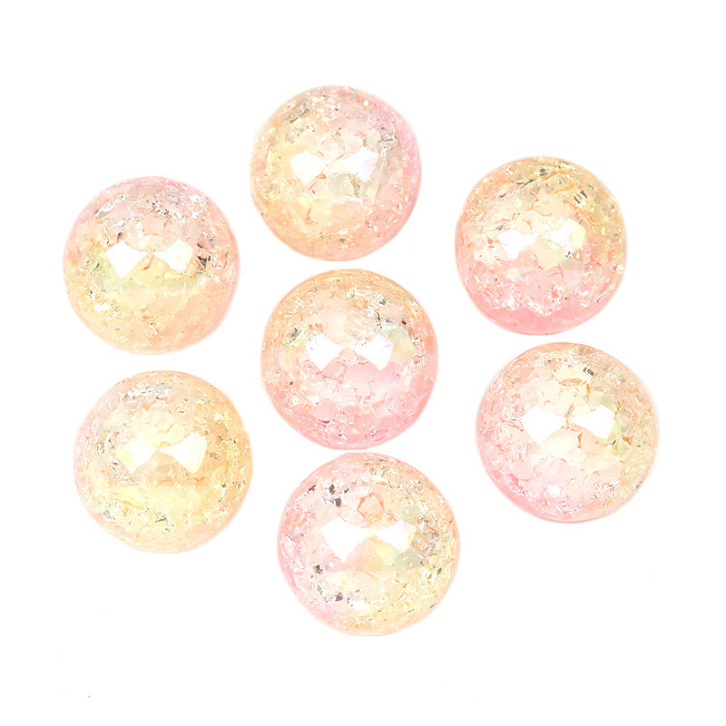 Wholesale Half-hole Acrylic Starry Sky Two-color Crack Burst Beads DIY Hair Circle Beads