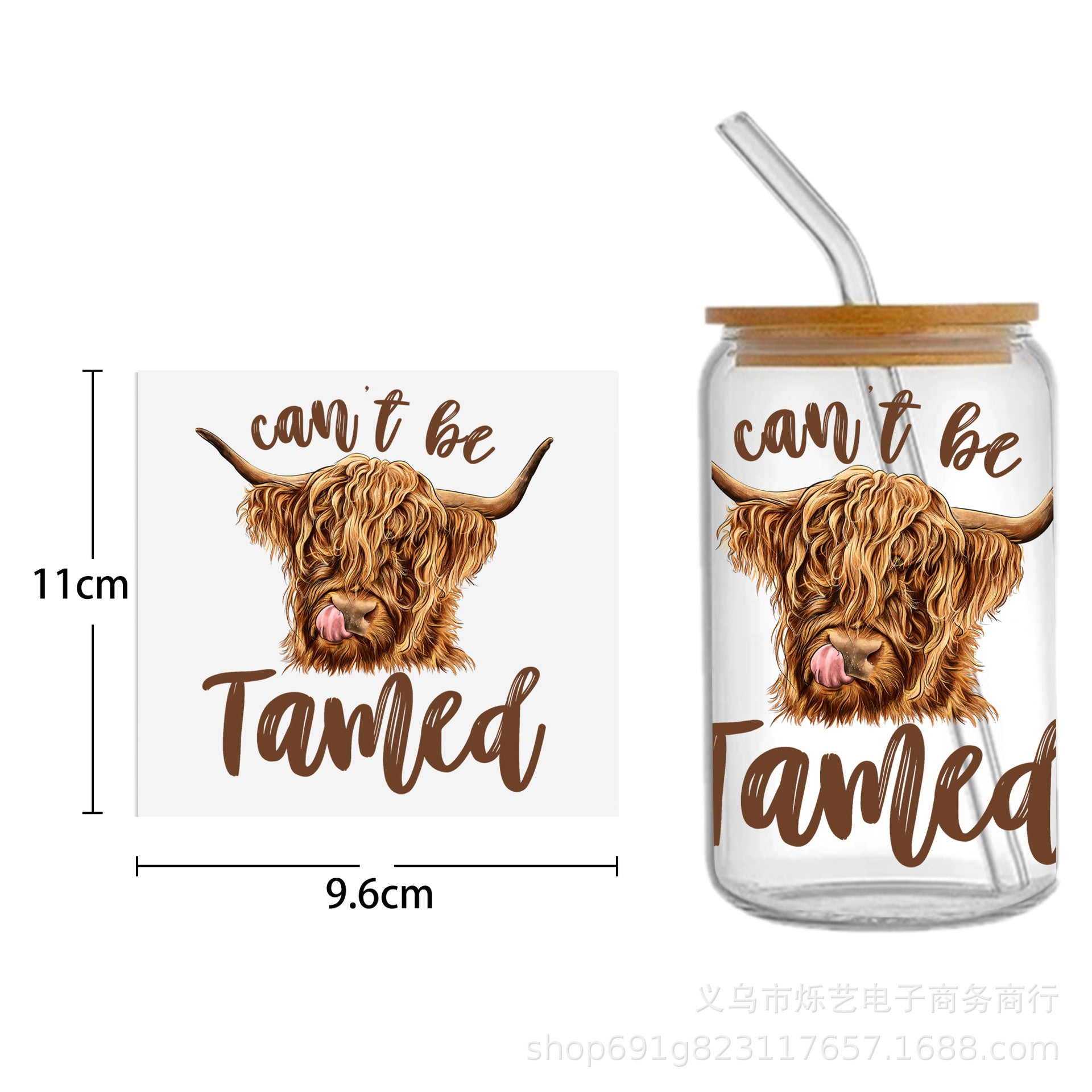 Wholesale Cow  Alpaca Animal Series 16oz Cup UV DTF Wraps
