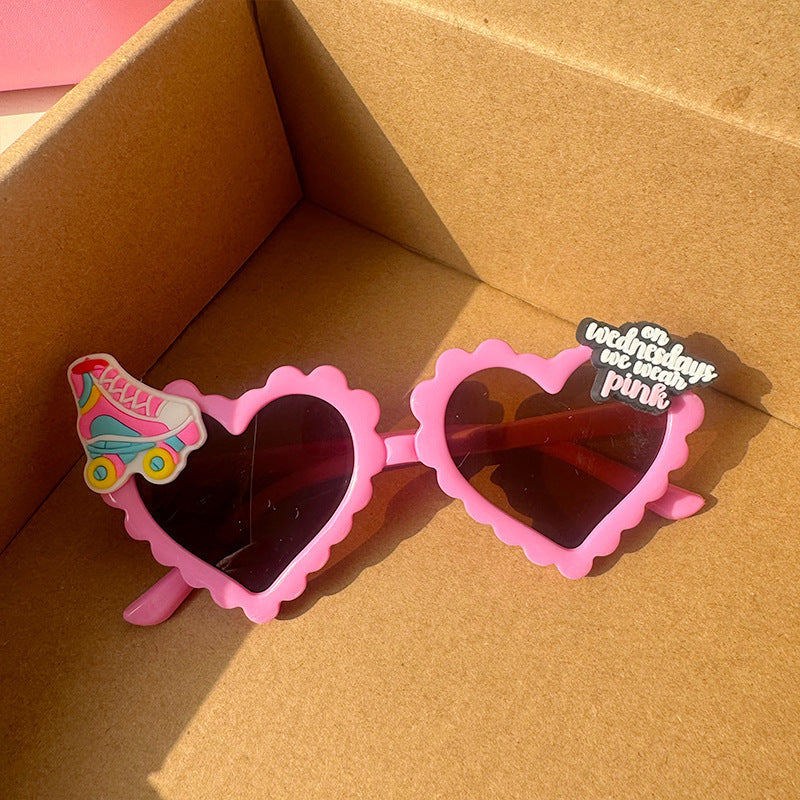 Wholesale love lace children's heart  sunshade glasses
