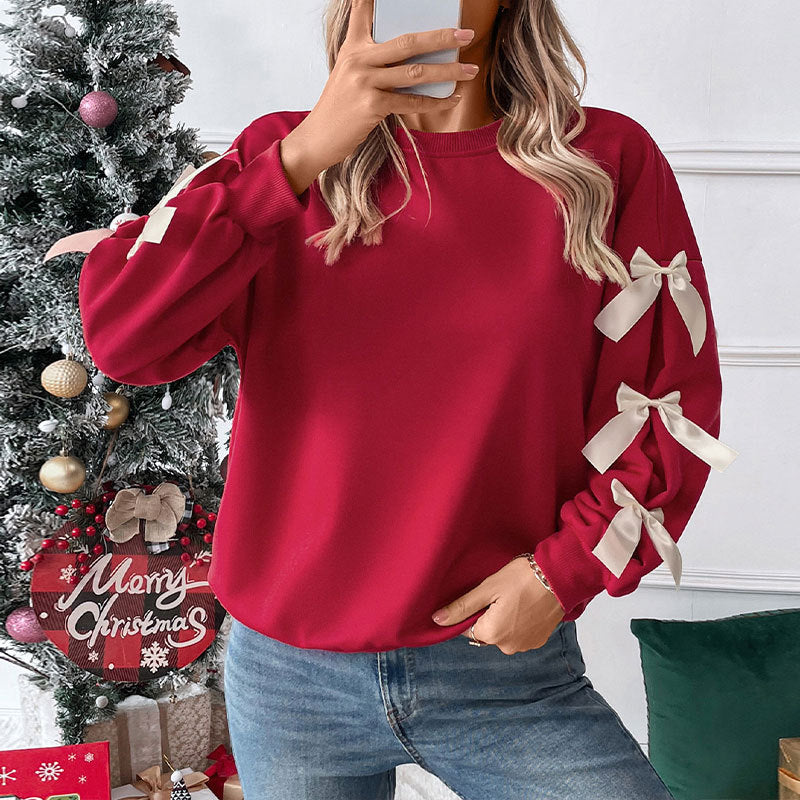 Wholesale Valentine's Day Bow Crew Neck Pullover