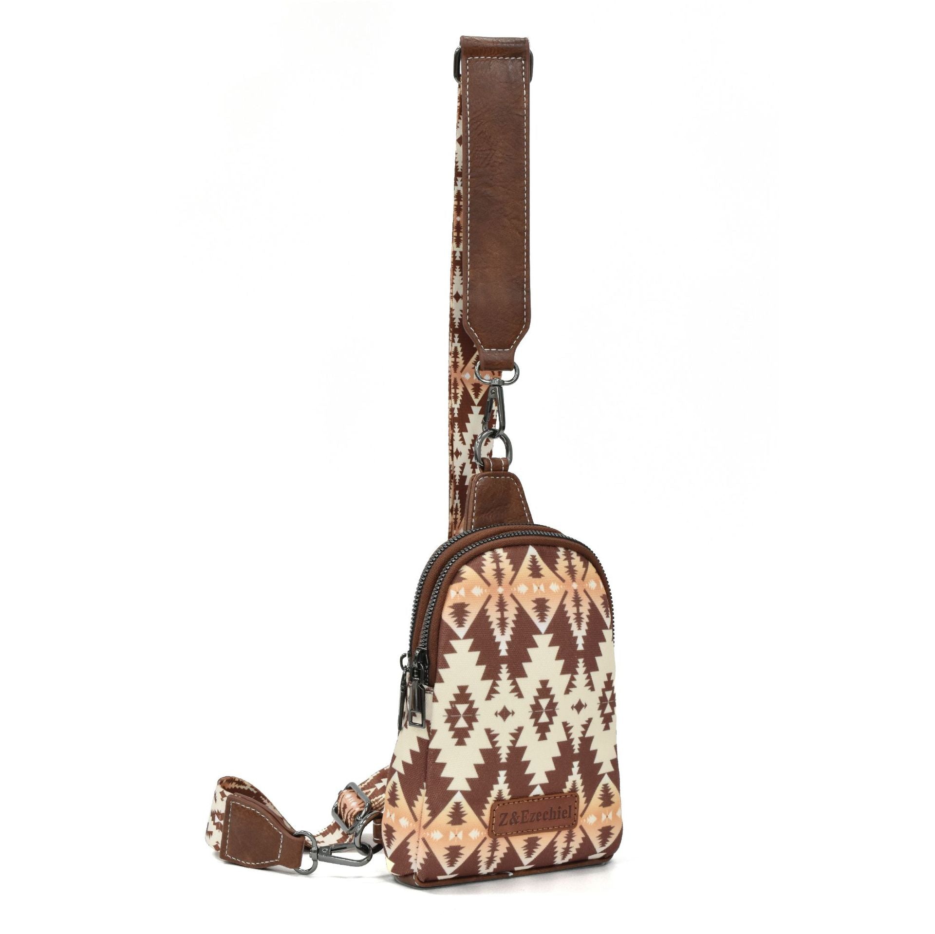 Wholesale Aztec Zipper Canvas Crossbody Bag Chest Bag