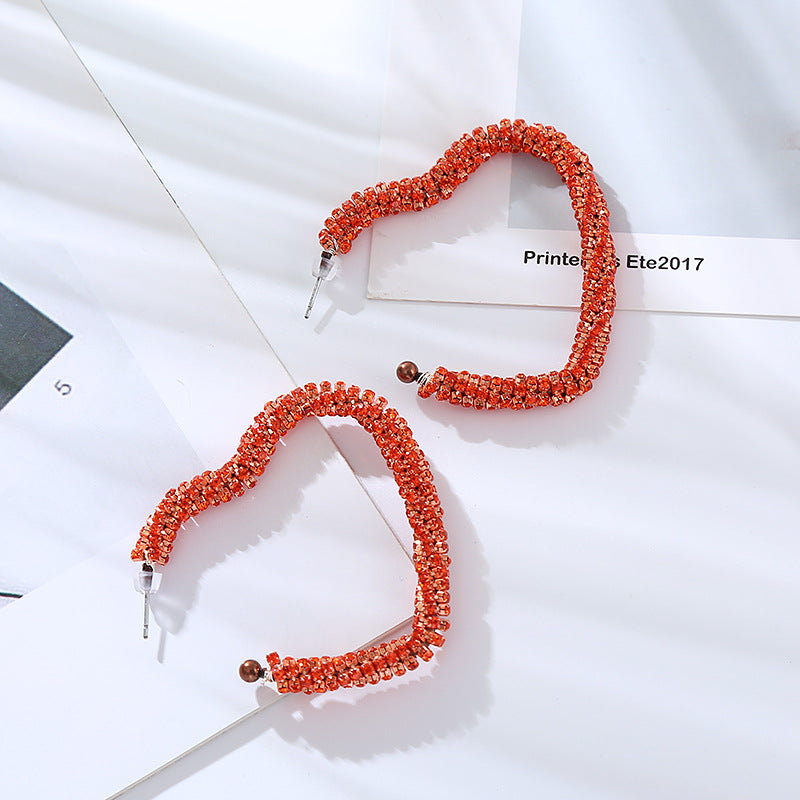 Wholesale Fashion Open Heart Shaped Earrings with Diamonds