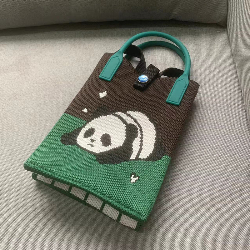Wholesale Panda Shoulder Crossbody Hand-held Knitted Bag