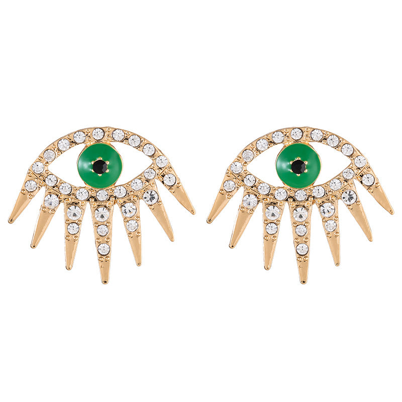 Wholesale Alloy Gold Plated Diamond Dripping Devil's Eye Earrings