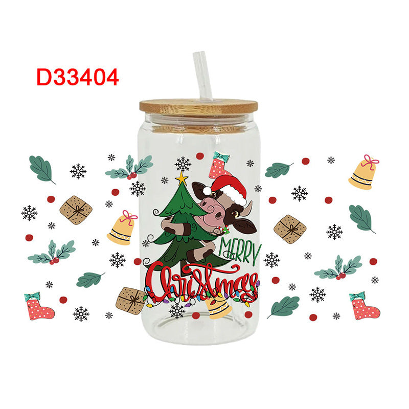 Wholesale Cute Christmas tree 16oz Cup UV DTF Wraps