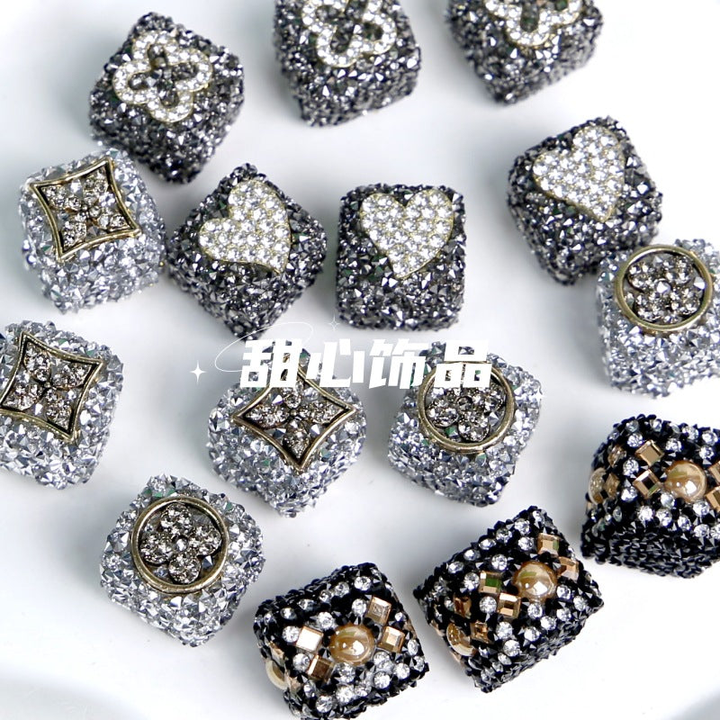 Wholesale 5pcs/pack Black cube sugar diamond DIY beads