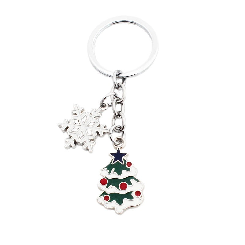 Wholesale Christmas Santa Claus Christmas Tree Drop Oil Zinc Alloy Keychain