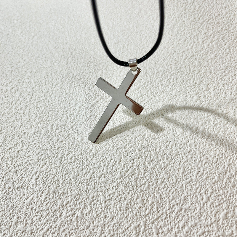 Wholesale Cross Black Rope Necklace Retro Alloy Pendant Jewelry