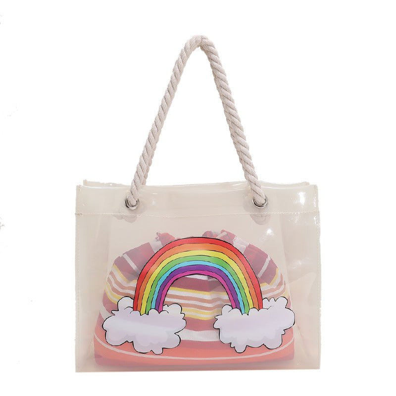 Wholesale High Capacity Rainbow PVC Handheld Tote Bag