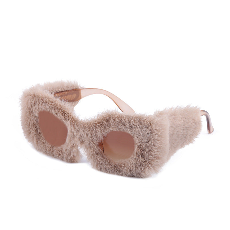 Wholesale Plush Winter Fashion Cat-eye Sunglasses
