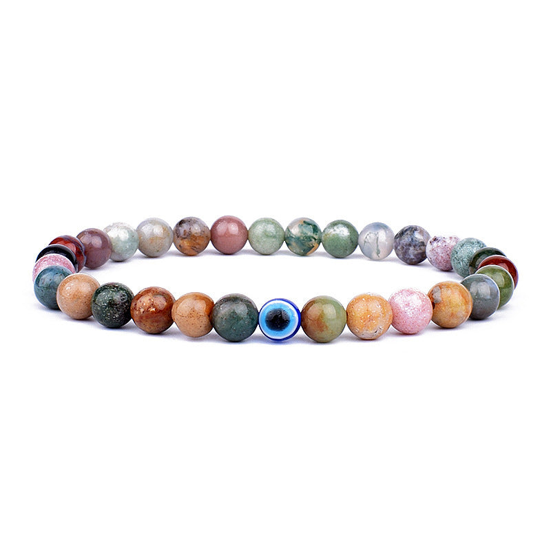 Wholesale 6Mm Natural Stone Evil Eye Stretch Bracelet Handmade Peacock Stone Jewelry Accessory Chic Fashion For Party And Gift Giving