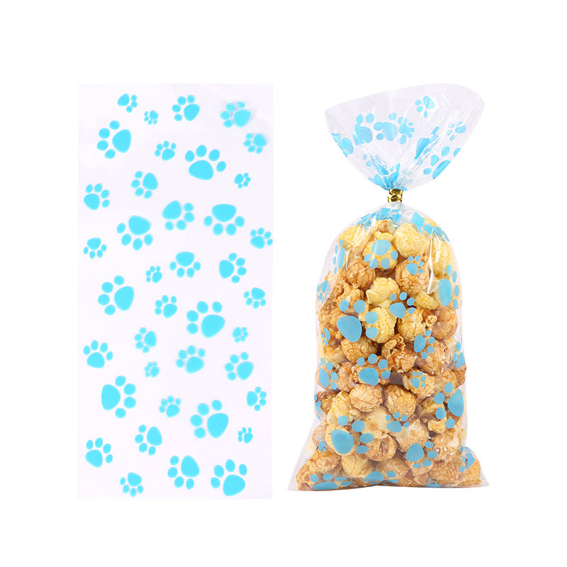 Wholesale Cartoon Puppy Claw Printed Transparent Candy Bag Food Sealing Tie Silk Bag