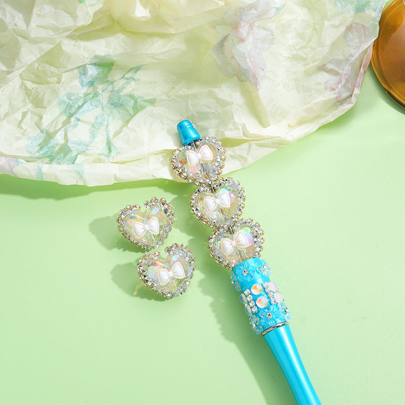 Wholesale 10pcslove butterfly drill flower straight hole handmade loose acrylic beads