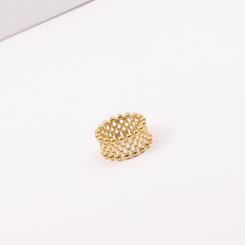 Wholesale 18k Gold Small Round Beads Matrix Arrangement Ring