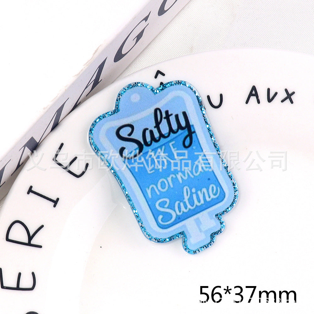 Wholesale 10pcs loose powder cartoon nurse clothes letters acrylic DIY patch accessories