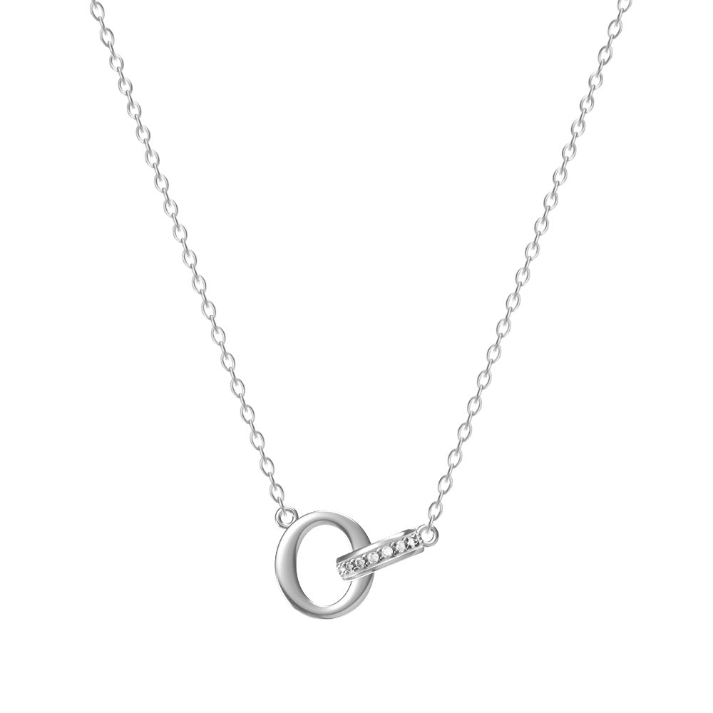 Wholesale 26 letter titanium steel necklace with diamonds