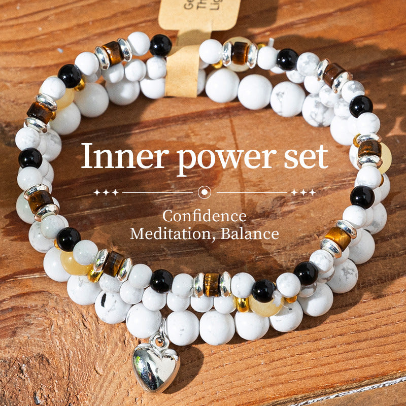 Wholesale Bohemian Love Stone Multi layered Stacked Crystal Bracelet