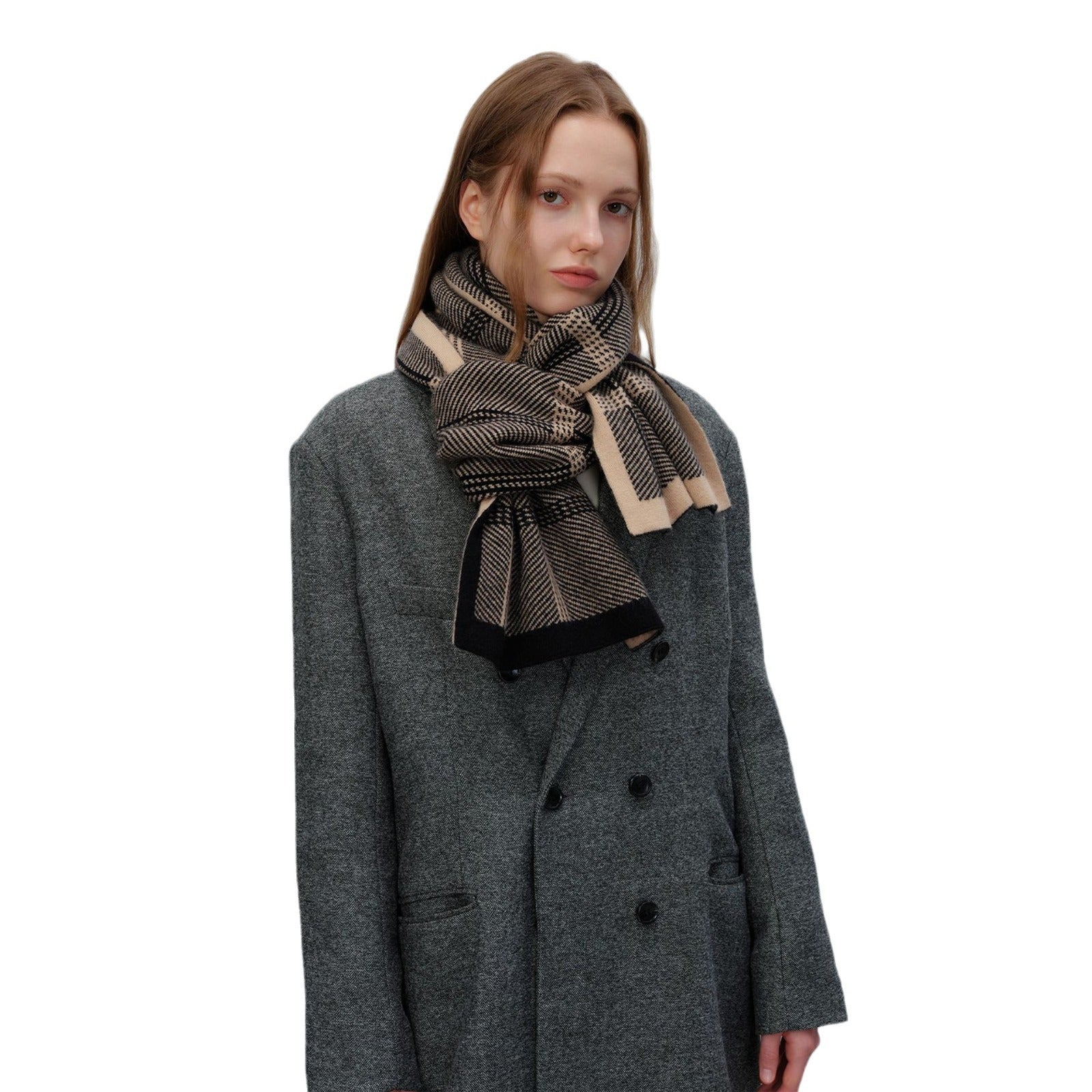 Wholesale Acrylic Multi-color Plaid Texture Patchwork Scarves