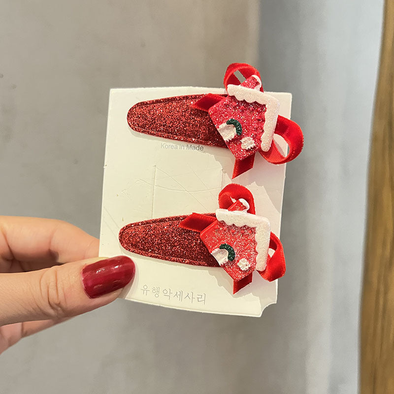 Wholesale 2023 Christmas Cartoon Mink Hair Elk Antler Cloth Children's Hair Card