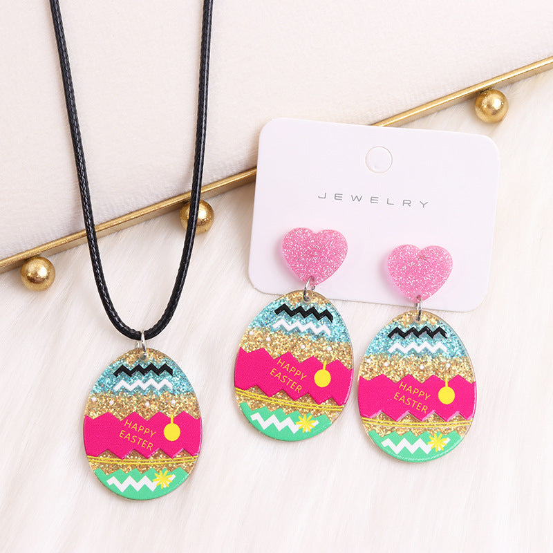 Wholesale Easter Egg Floral Rabbit Acrylic Earrings