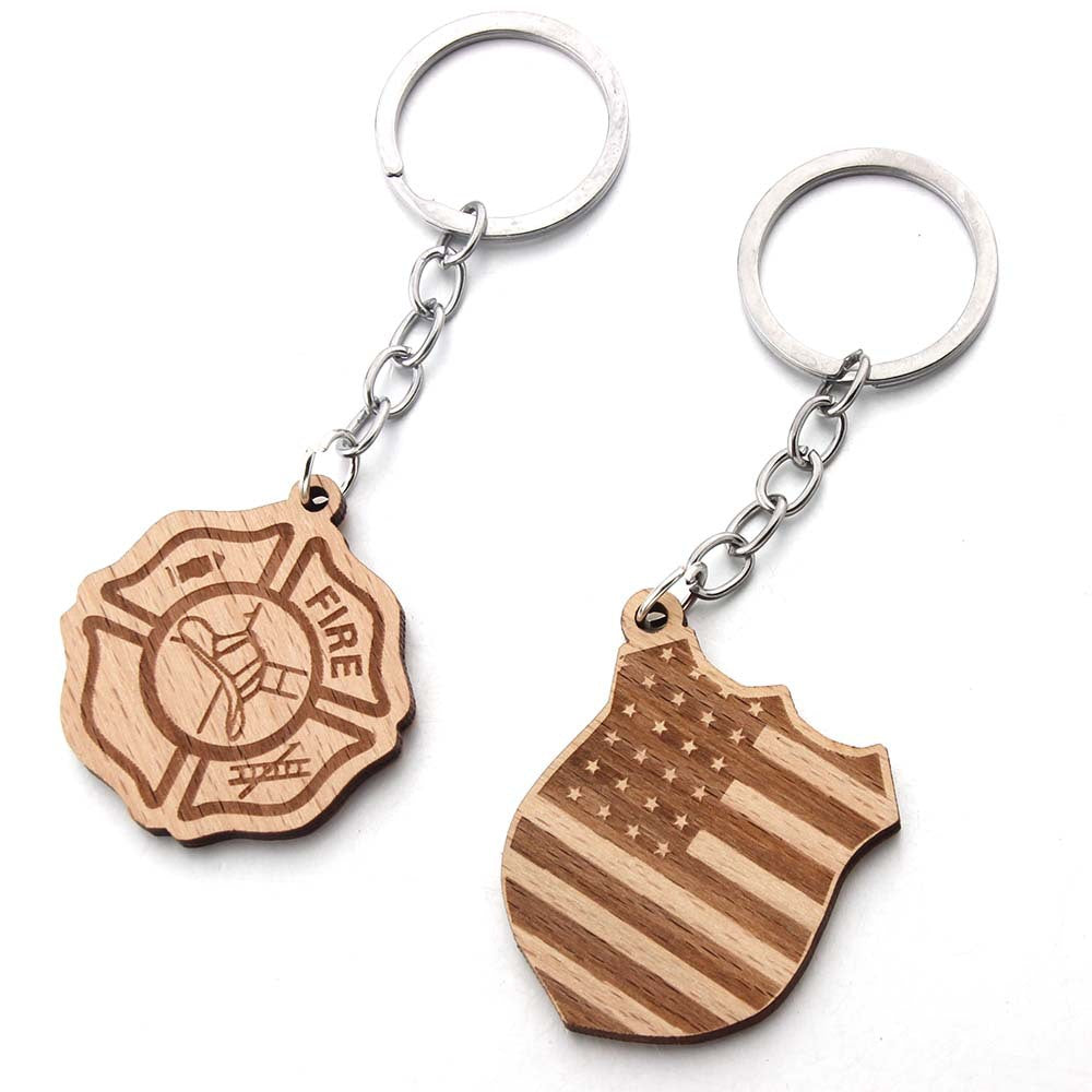 Wholesale Wooden Laser Engraved Bull Head Pendant Keychain