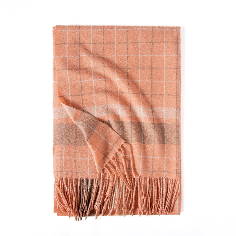 Wholesale 2023 Autumn/Winter Plaid Imitation Cashmere Tassel Scarves