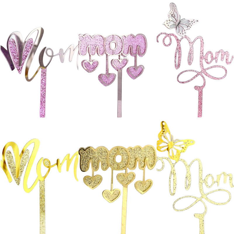 Wholesale Mother's Day MOM Acrylic Cake Plugin