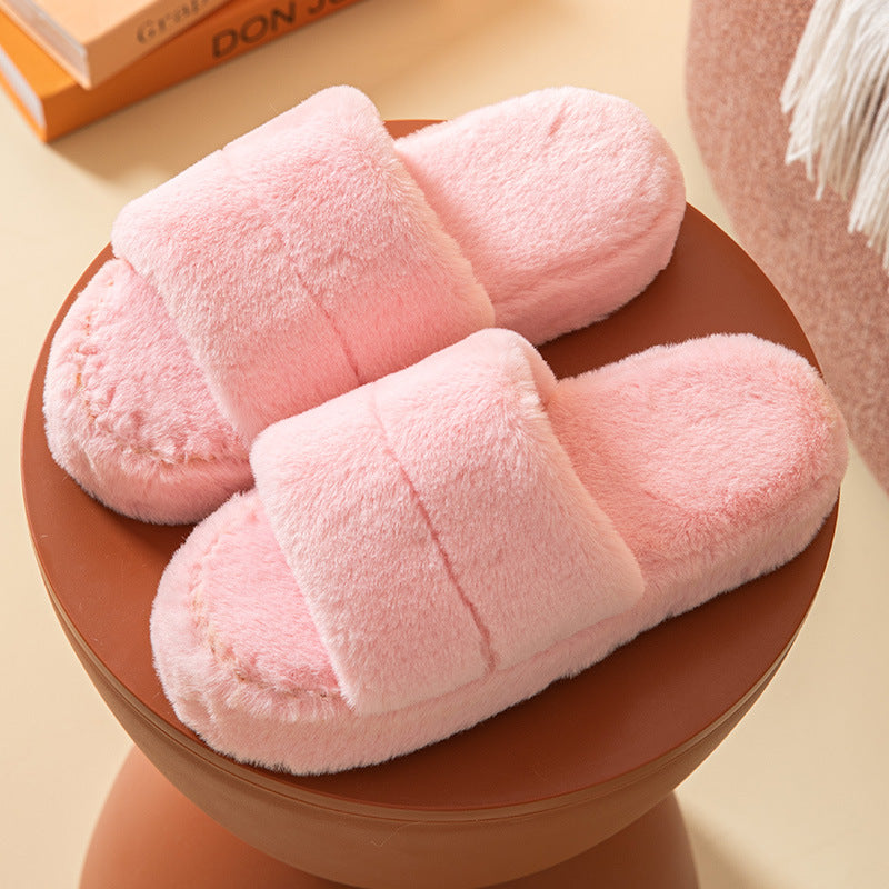 Wholesale Open Toe Plush Cotton Slippers