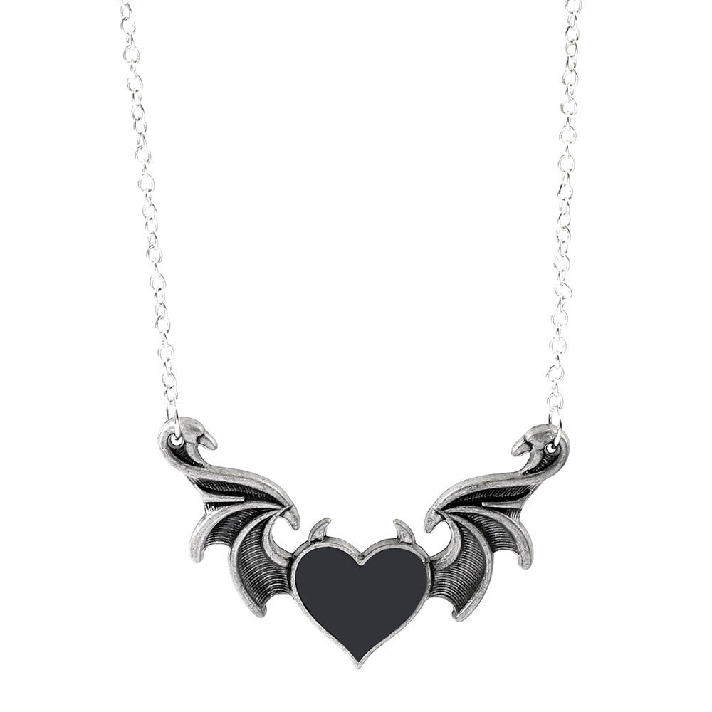 Wholesale Alloy Gothic Punk Heart Shape Demon Wings Necklace