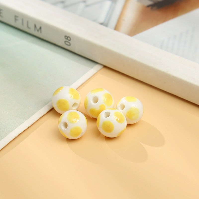 Wholesale 5pcs/pack Colorful Ball Ball Painted Ceramic Small Round Beads