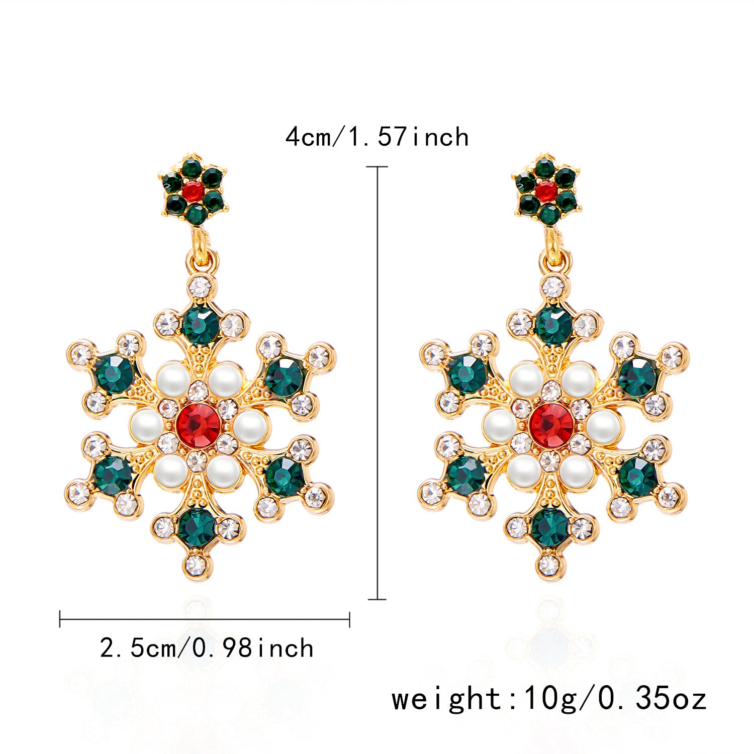 Wholesale Christmas jewelry diamond snowflake pearl earrings