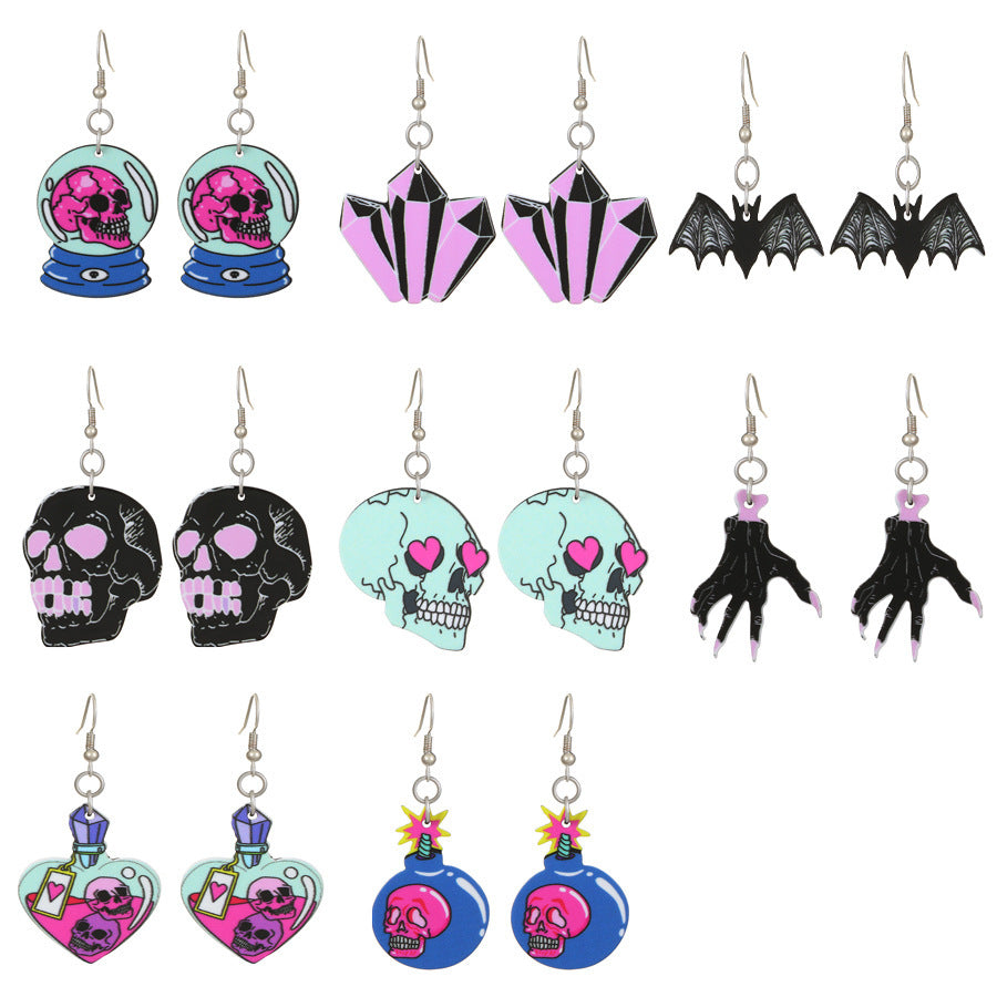 Wholesale Halloween series Bat Skeleton Acrylic Earrings