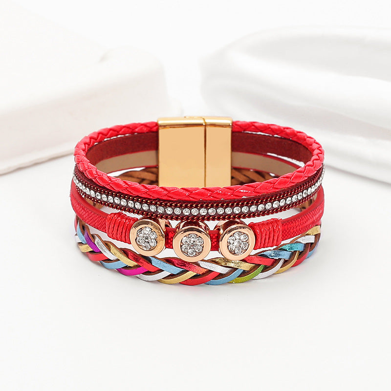 Wholesale PU leather woven bracelet,  Bohemian style bracelet
