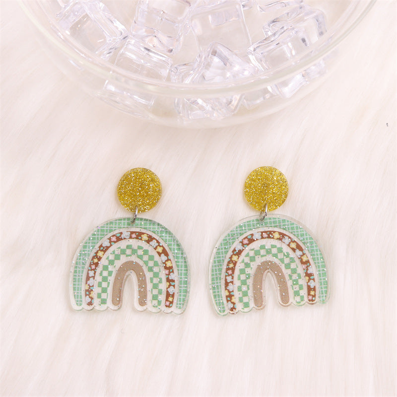 Wholesale Rainbow Fragmented Acrylic Earrings