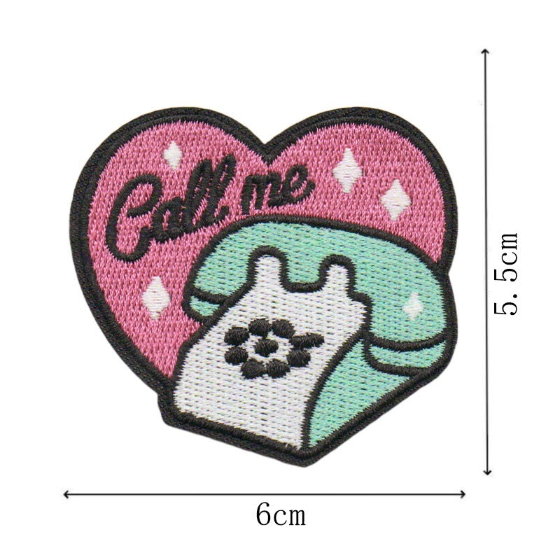 Wholesale Cartoon Pink Embroidered Patch With Heating Glue Backing DIY Fashion Accessory For Bags Clothes Shoes Towels