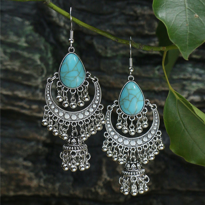 Wholesale Bohemian Fashion Teardrop Shape Vintage Long Earrings