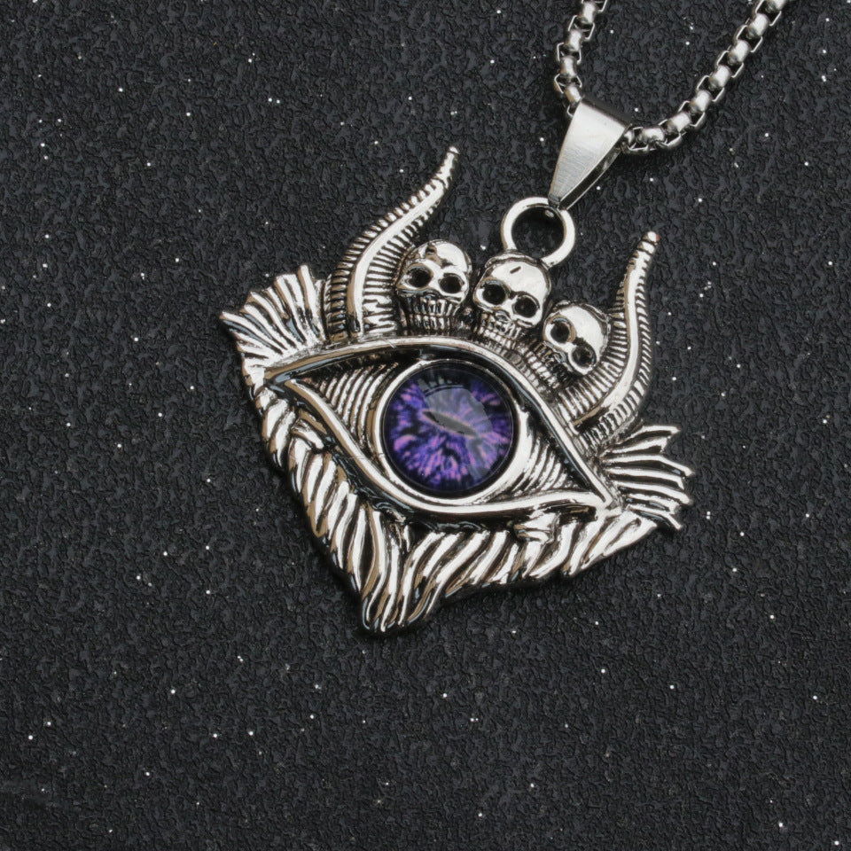 Wholesale Retro Punk Evil Eye Stainless Steel Necklace