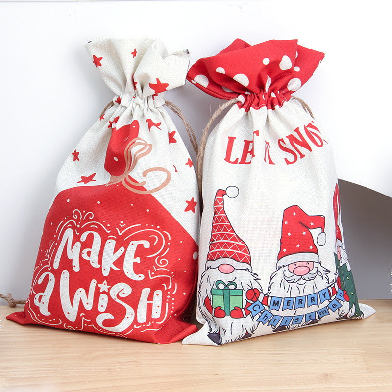 Wholesale Cloth Candy Bag Christmas Drawstring Cartoon Gift Bag