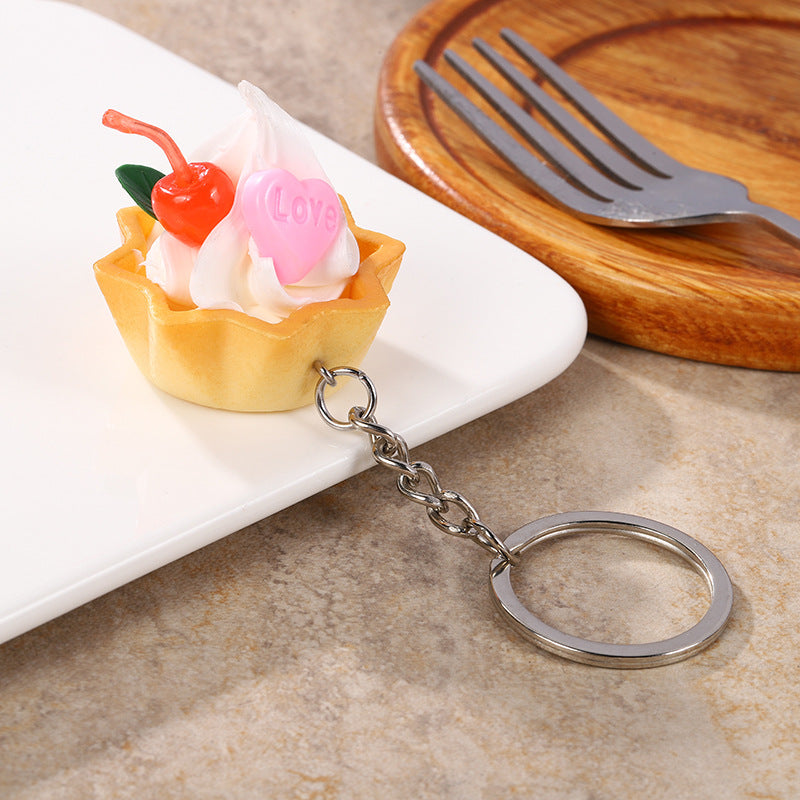 Llavero de pastel de crema de encaje de simulación de PVC al por mayor
