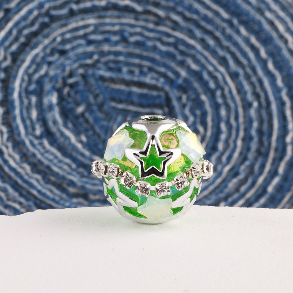 Wholesale 10pcs Starry Sky Round Beads Soft Clay Drill Balls Straight Hole DIY Accessories Beads