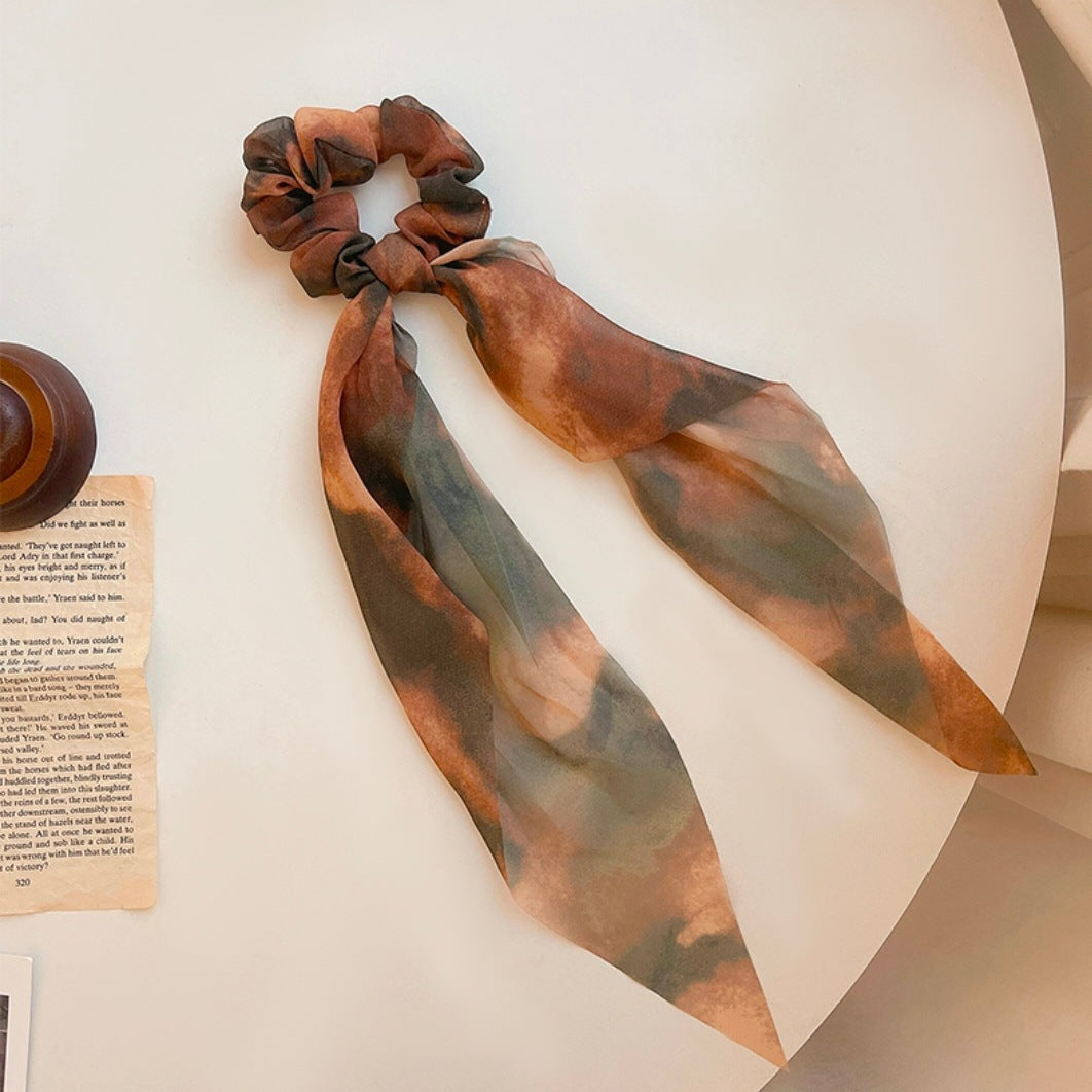 Wholesale Sweet Bow Thousand Gold Hair Ring Lace Double Gentle Rubber Tendon Fashion Embroidered Vintage Hair Rope Elegant