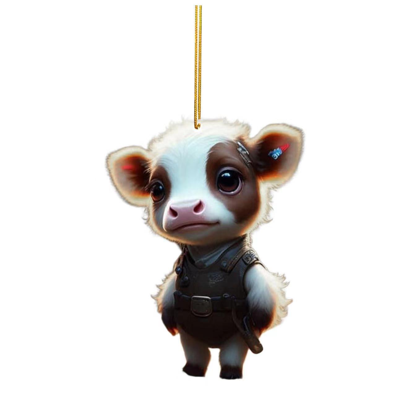 Wholesale Cute Cartoon Cattle Christmas Tree Decorations Acrylic Decorations