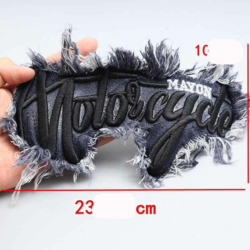 Wholesale Denim fringe monogram patch