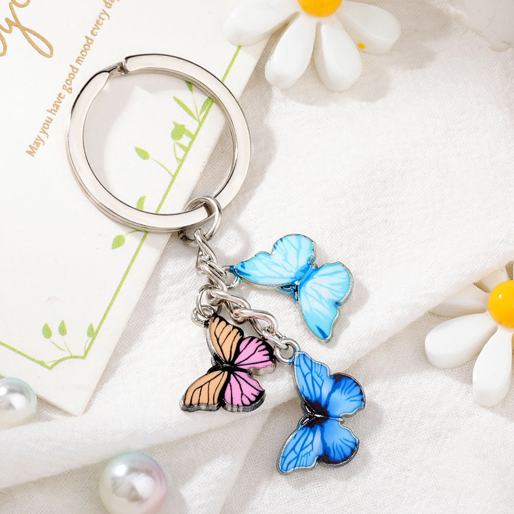 Wholesale Alloy Colored Drip Oil Butterfly Keychain