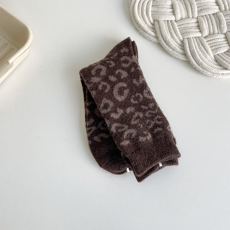 Wholesale Leopard Print Socks, Medium Tube Socks, Winter Warm Wool Socks