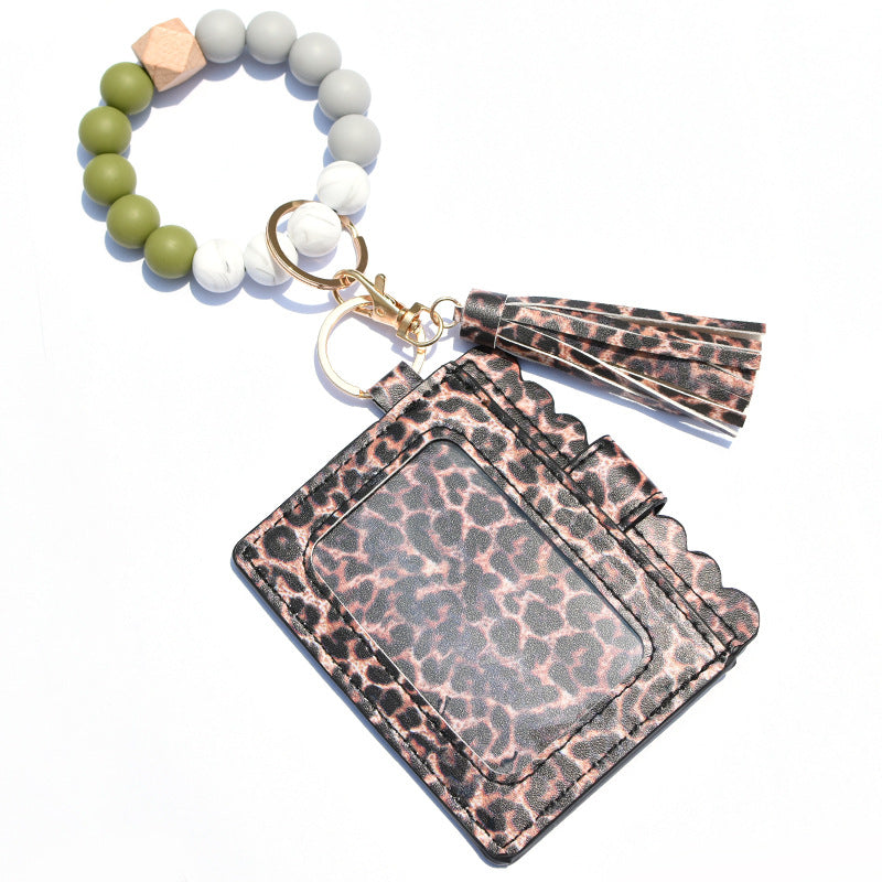 Wholesale Silicone Bead Bracelet Card Holder Tassel Wallet Keychain