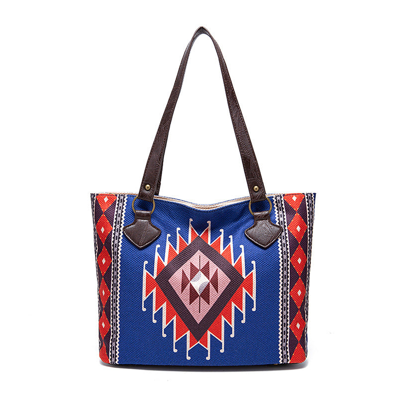 Wholesale Aztec Pattern Vintage Cotton Linen Shoulder Tote Bag