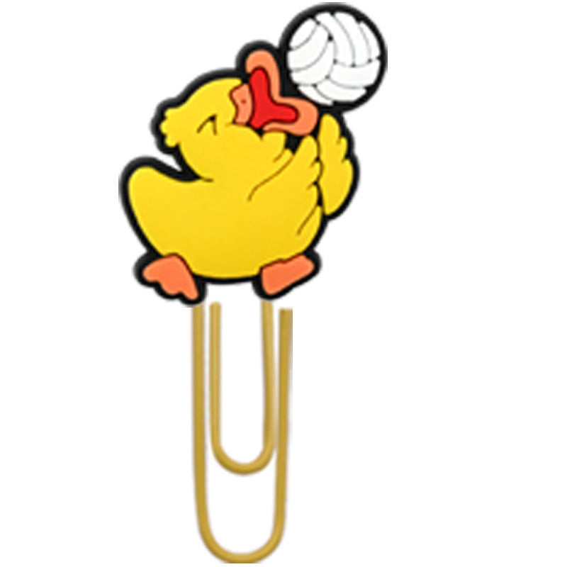 Wholesale Random 50pcs Little Yellow Duck Metal Soft Rubber Paperclip Bookmarks