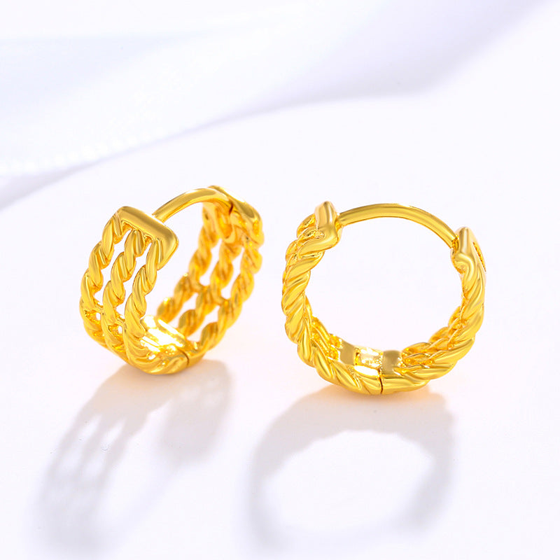 Wholesale Simple Gold Fried Dough Twists Fashion Retro Premium Earrings